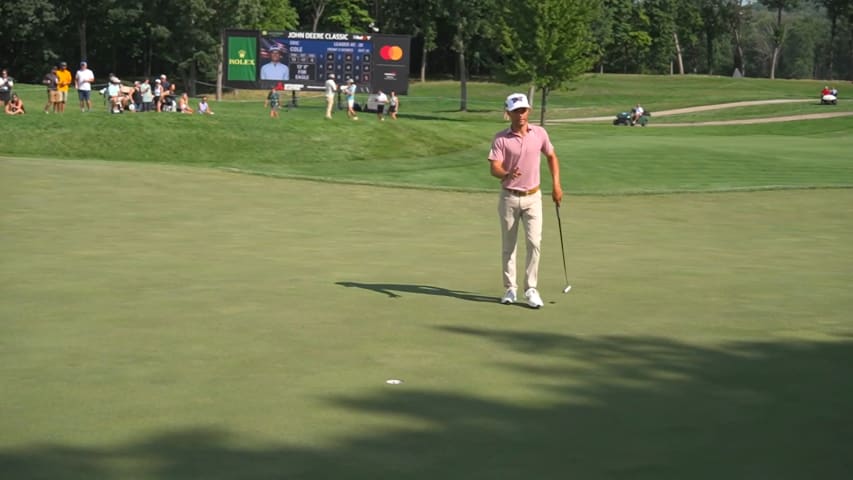 Eric Cole confidently rolls in eagle putt at John Deere