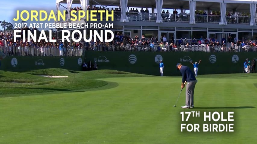 By the Numbers: Jordan Spieth birdies the challenging 17th hole at Pebble Beach