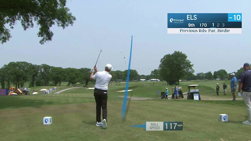 Ernie Els makes birdie on No. 9 at Principal Charity Classic