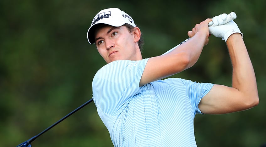 Maverick McNealy shoots 65 after advice from his LPGA girlfriend ...