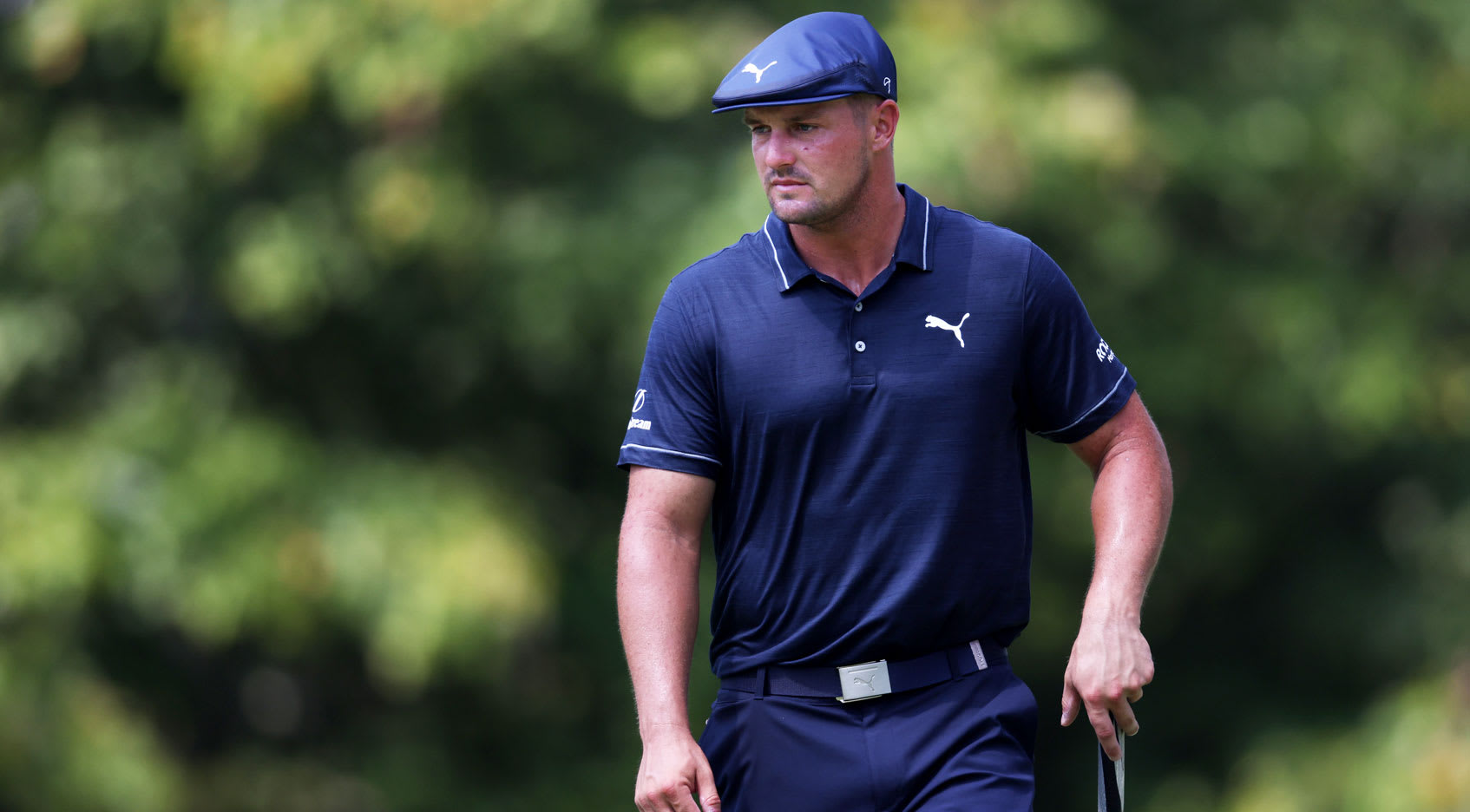 Bryson DeChambeau tries to drive green at Bay Hill's par-5 No. 6