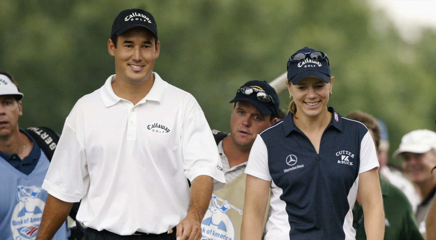 Dean Wilson walks along with Annika Soremstam at the 2003 Charles Schwab Challenge. (Andy Lyons/Getty Images)