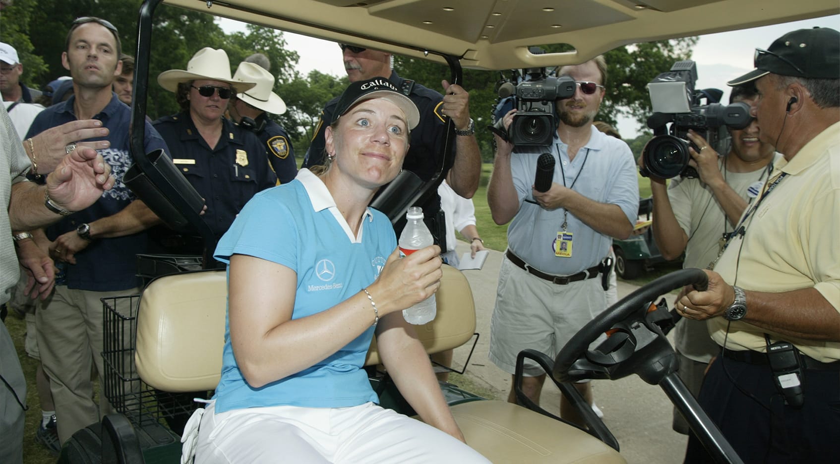 Annika Sorenstam leaves the practice range during practice at Colonial Country Club in 2003. (Scott Halleran/Getty Images)
