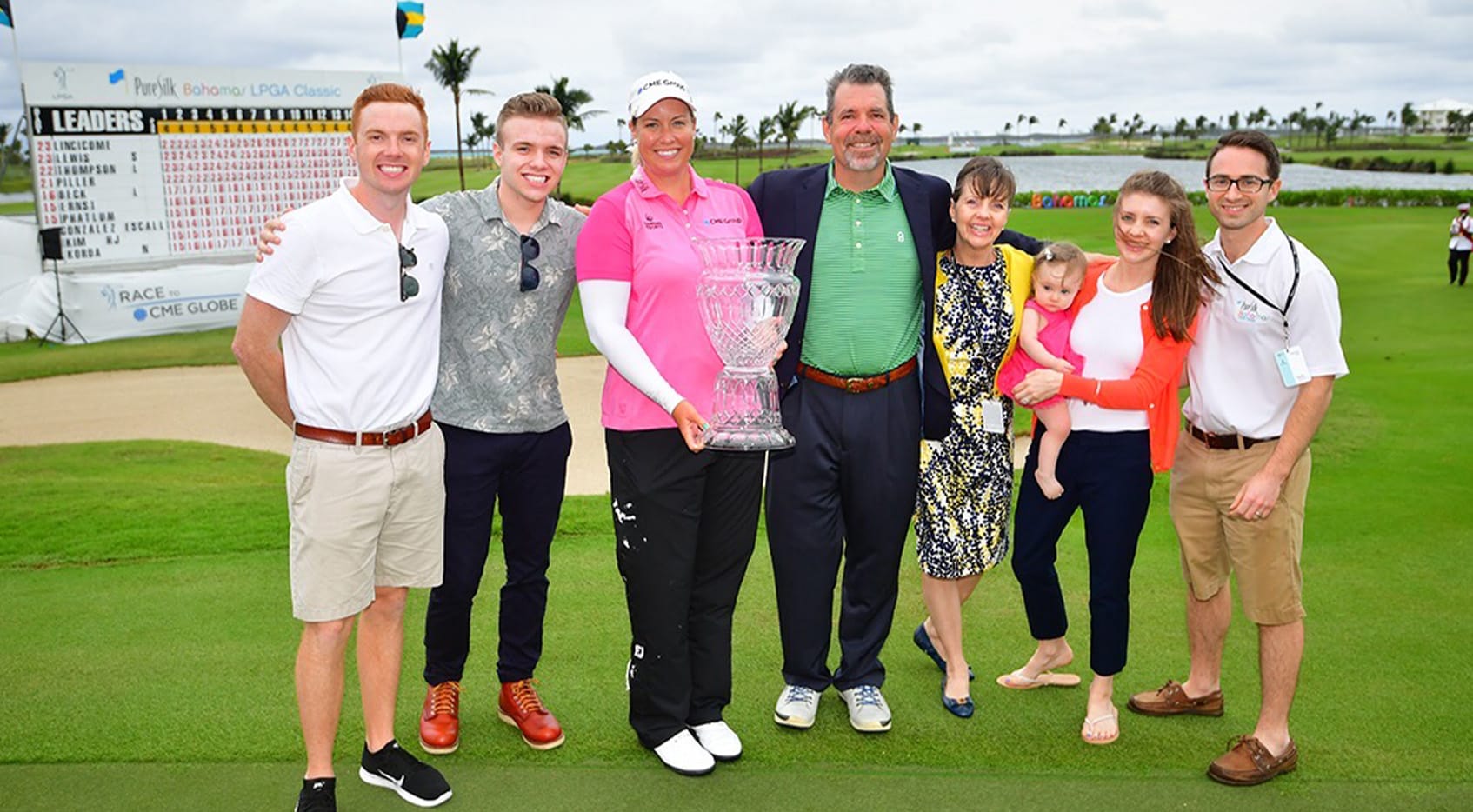 Tom and his family with Pure Silk-Bahamas LPGA Classic LPGA Champion Brittany Lincicome.