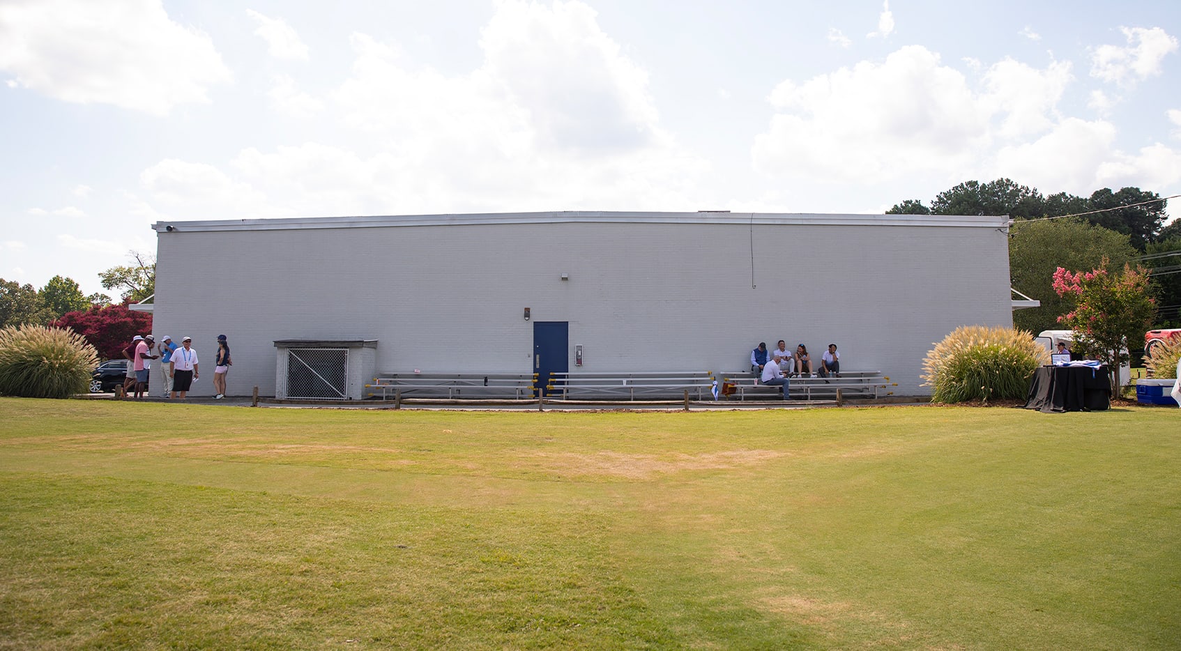 The outside wall of the First Tee building, where a mural commissioned by Wyndham Rewards will be painted. (Zachary Stinson/Travel + Leisure)