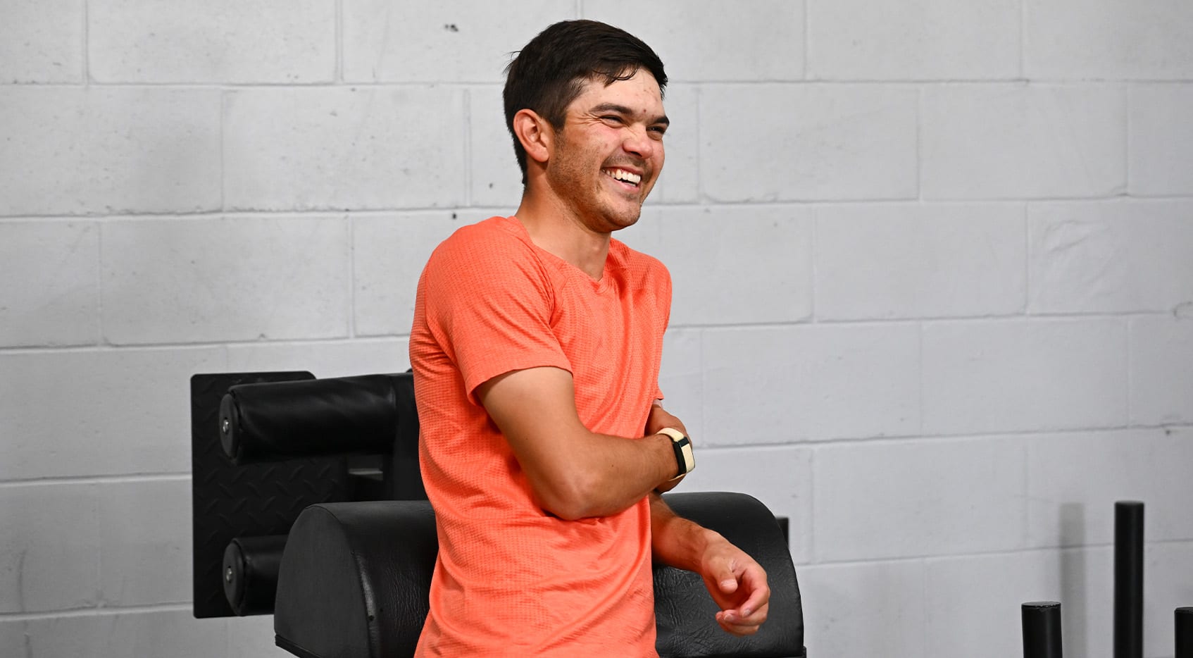 Behind the scenes with Raul Pereda at his gym in Saint Augustine, Florida. (Jennifer Perez/PGA TOUR)