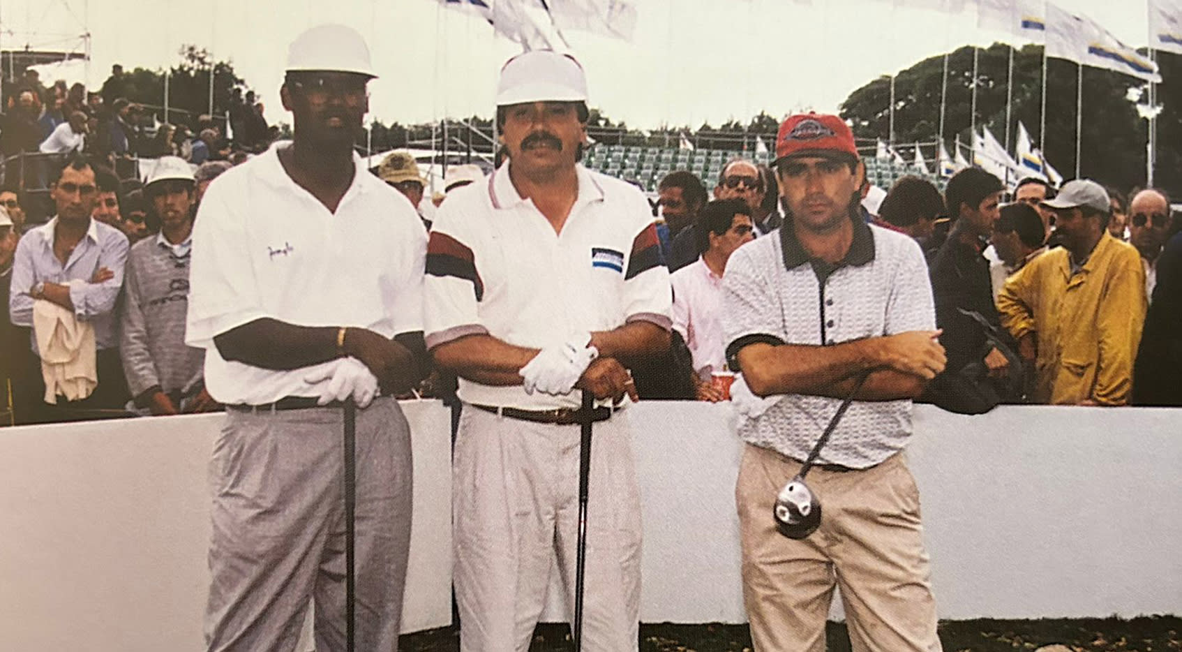 Miguel Fernandez (center) on the tee box at the Argentina Open. (Courtesy Argentine Golf Association)