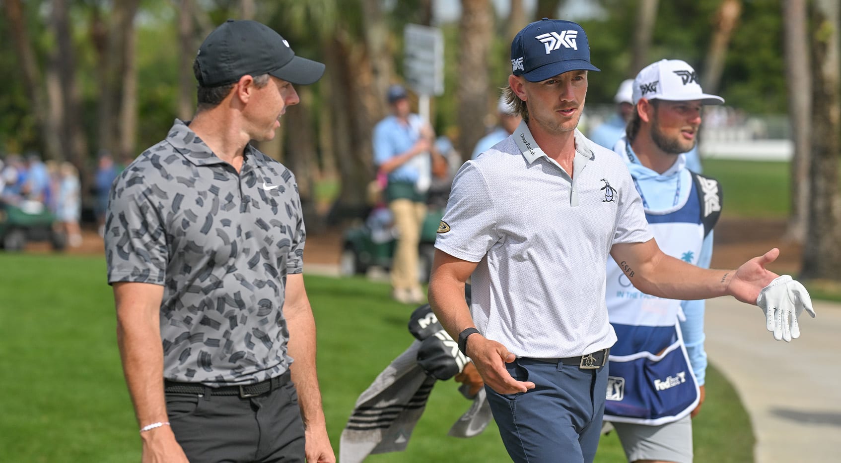 Rory McIlroy and Jake Knapp during the first round of Cognizant Classic in The Palm Beaches. (Ben Jared/PGA TOUR)