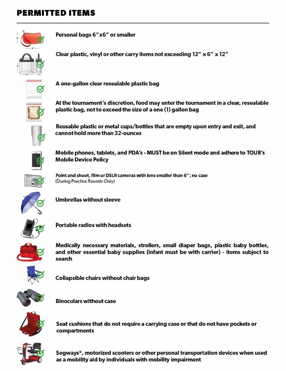 Prohibited Items and Bag Policy