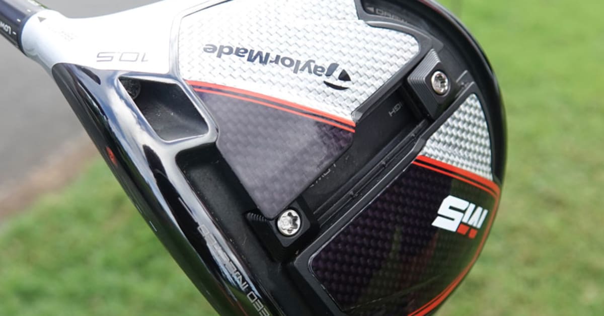 Dustin Johnson testing a TaylorMade M5 driver at the 2018 Sentry