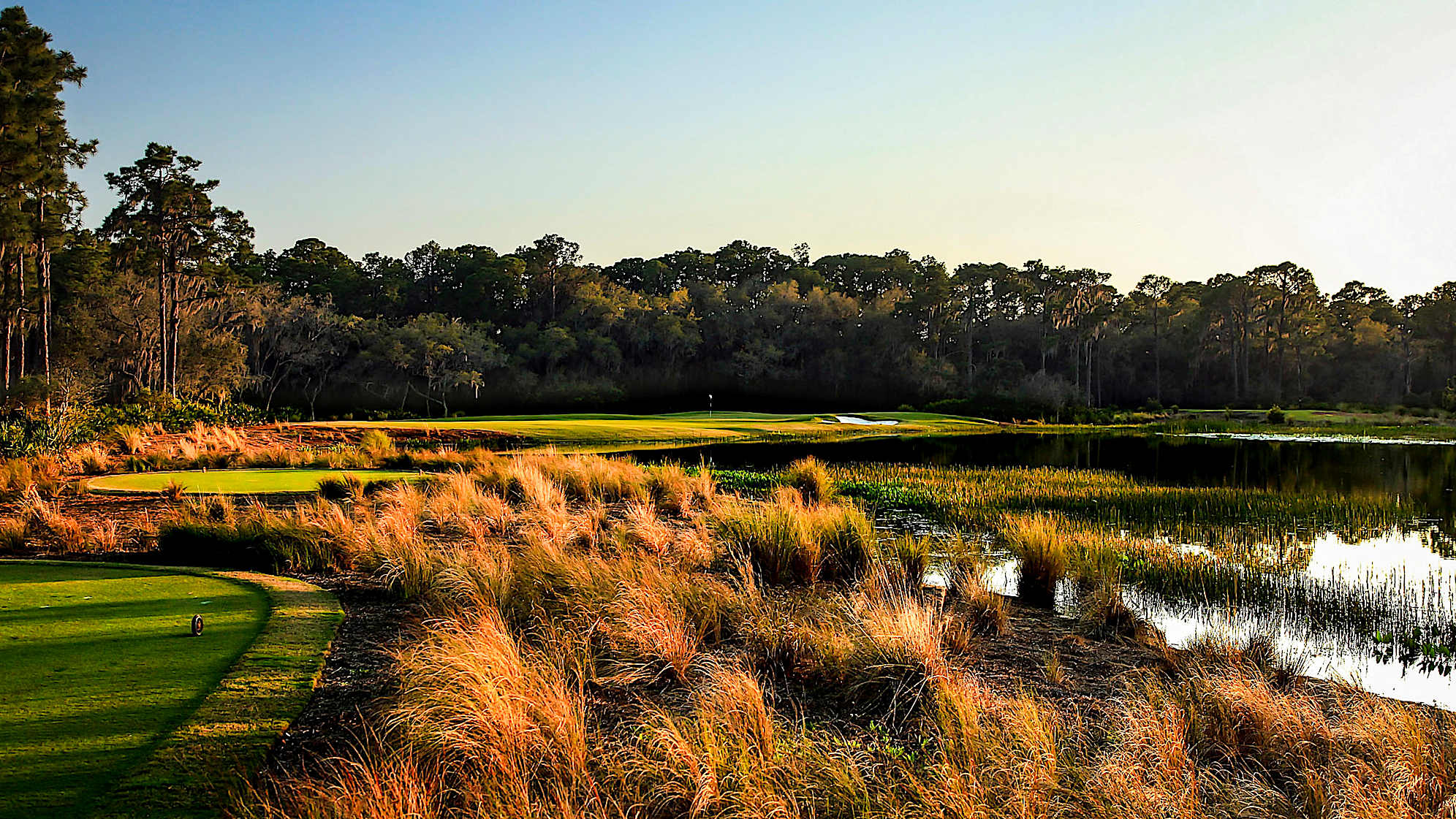 The real trouble on this par 3 is clearly short and right, but what looks like part of the green to the left is not; don’t be deceived. Chipping from that shaved area on the left is not difficult, but you definitely won’t be putting either.