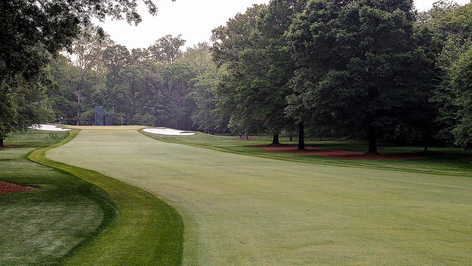 The beautiful but dangerous 12th hole requires a left-to-right tee shot. The fairway is perilously narrow with trees tightly guarding both sides. The sloping green further complicates things, placing even more emphasis on the need for a long, accurate drive so the approach shot will be shorter and easier to keep below the cup. Bogies are very likely to happen here.The green on Quail Hollow's signature 17th hole is nearly an island, forcing a 200-yard carry to clear the water. A fade is also required to settle the ball on a precariously perched, back-to-front and right-to-left sloping green. Enjoy the birdie-or-blunder potential this hole presents, as well as the view of the lake stretched out behind the green. (PGA TOUR)