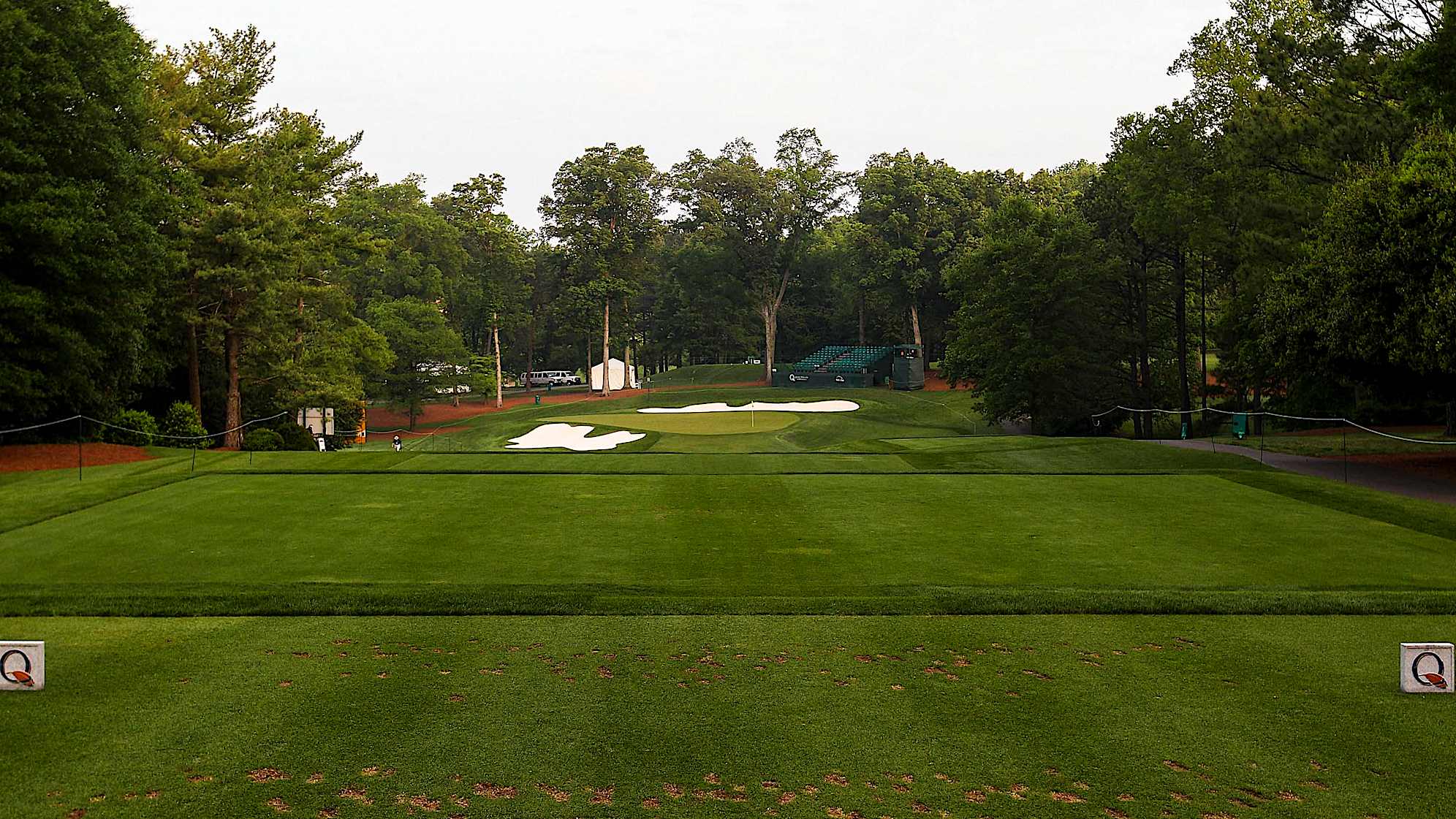 The short, slightly downhill par-3 second plays about 180 yards to a well-bunkered green. Miss the putting surface and players will need all their short game skills to make par.The green on Quail Hollow's signature 17th hole is nearly an island, forcing a 200-yard carry to clear the water. A fade is also required to settle the ball on a precariously perched, back-to-front and right-to-left sloping green. Enjoy the birdie-or-blunder potential this hole presents, as well as the view of the lake stretched out behind the green. (PGA TOUR)