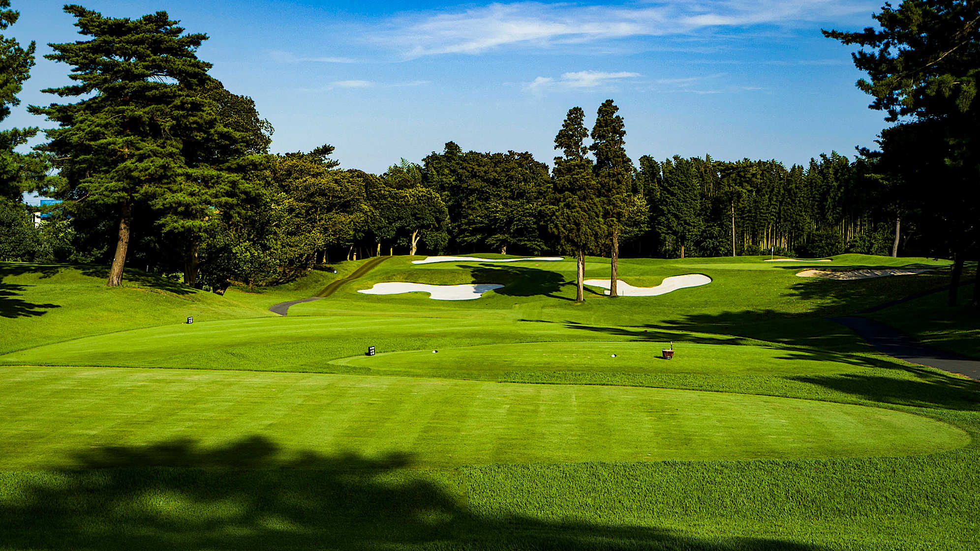 Mid-length par 3 with a deep bunker guarding the front of the green. Two other large bunkers surround the green with OB long and left if you catch one off the tee. 