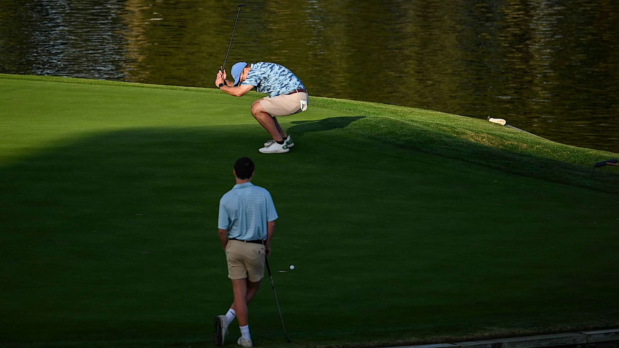 A golfer reacts to missing a birdie putt on the 17th hole green on the Stadium Course at TPC Sawgrass, home of THE PLAYERS Championship, on January 20, 2023 in Ponte Vedra Beach, Florida. (Photo by Keyur Khamar/PGA TOUR via Getty Images)