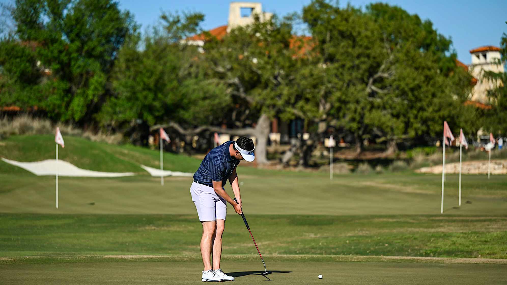 AUSTIN, TX - MARCH 25: Beau Hossler putts at the practice facility at the University of Texas (UT) Golf Club on March 25, 2023 in Austin, Texas. (Photo by Keyur Khamar/PGA TOUR via Getty Images)