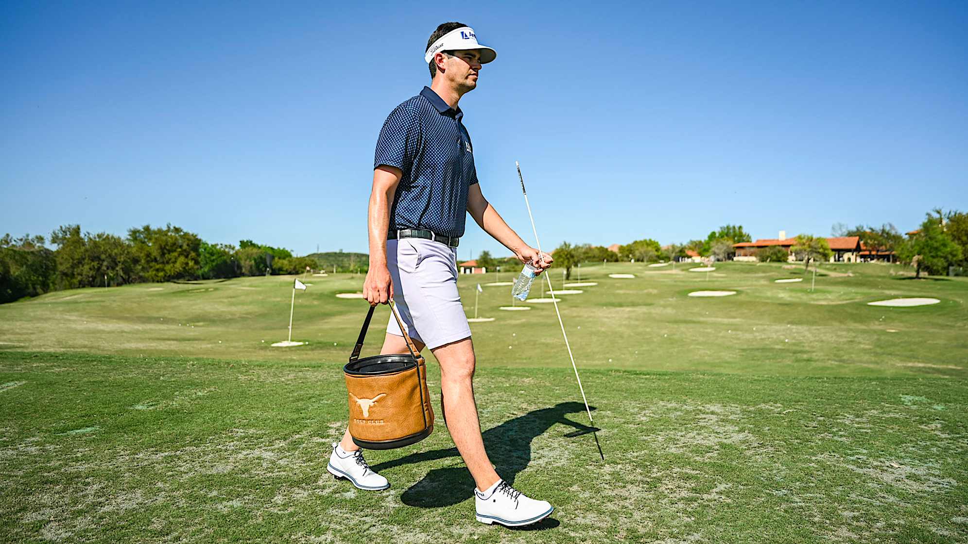 AUSTIN, TX - MARCH 25: Beau Hossler walks with an alignment rod at the practice facility at the University of Texas (UT) Golf Club on March 25, 2023 in Austin, Texas. (Photo by Keyur Khamar/PGA TOUR via Getty Images)