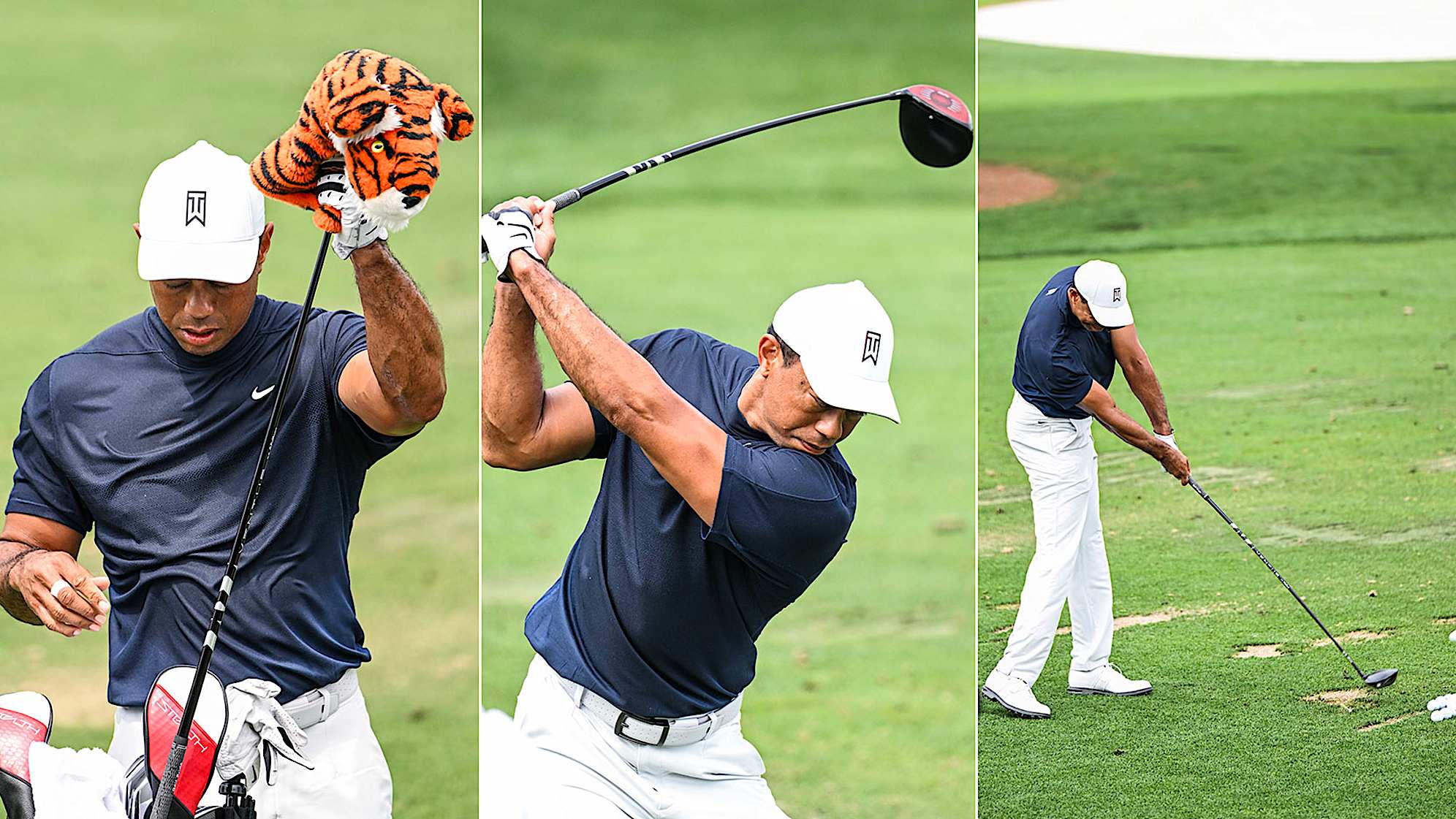 Woods hits seven shots with a TaylorMade Stealth Plus driver (9 degrees).