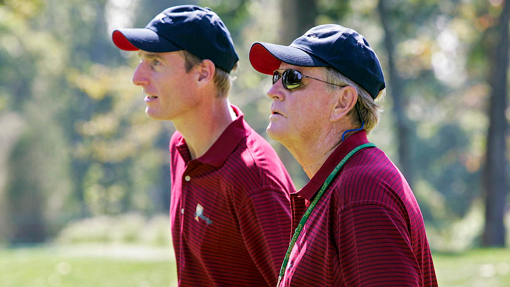UNITED STATES - SEPTEMBER 21: Jim Furyk of the U.S. team, left, with team Captain Jack Nicklaus during a practice round at The Presidents Cup at Robert Trent Jones Golf Club in Prince William County, Virginia on September 21, 2005. (Photo by Stan Badz/PGA)