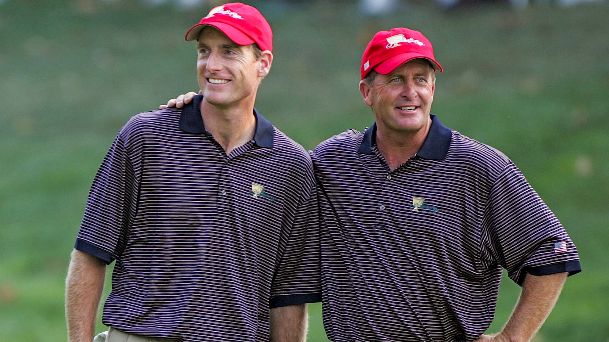 UNITED STATES - SEPTEMBER 22: Jim Furyk and Fred Funk of the U.S. team during the first round of The Presidents Cup at Robert Trent Jones Golf Club in Prince William County, Virginia on September 22, 2005. (Photo by Stan Badz/PGA)