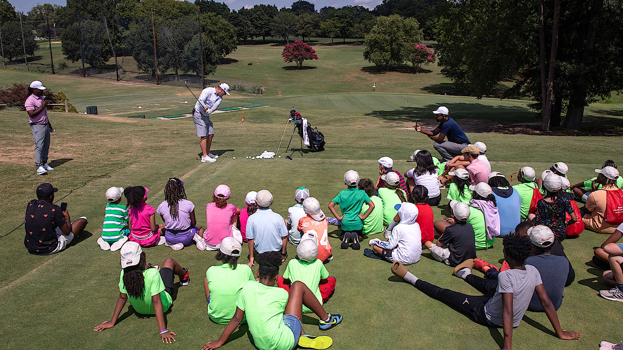 Charley Hoffman at the First Tee-Central Carolina chapter's clinic. (Zachary Stinson/Travel + Leisure)