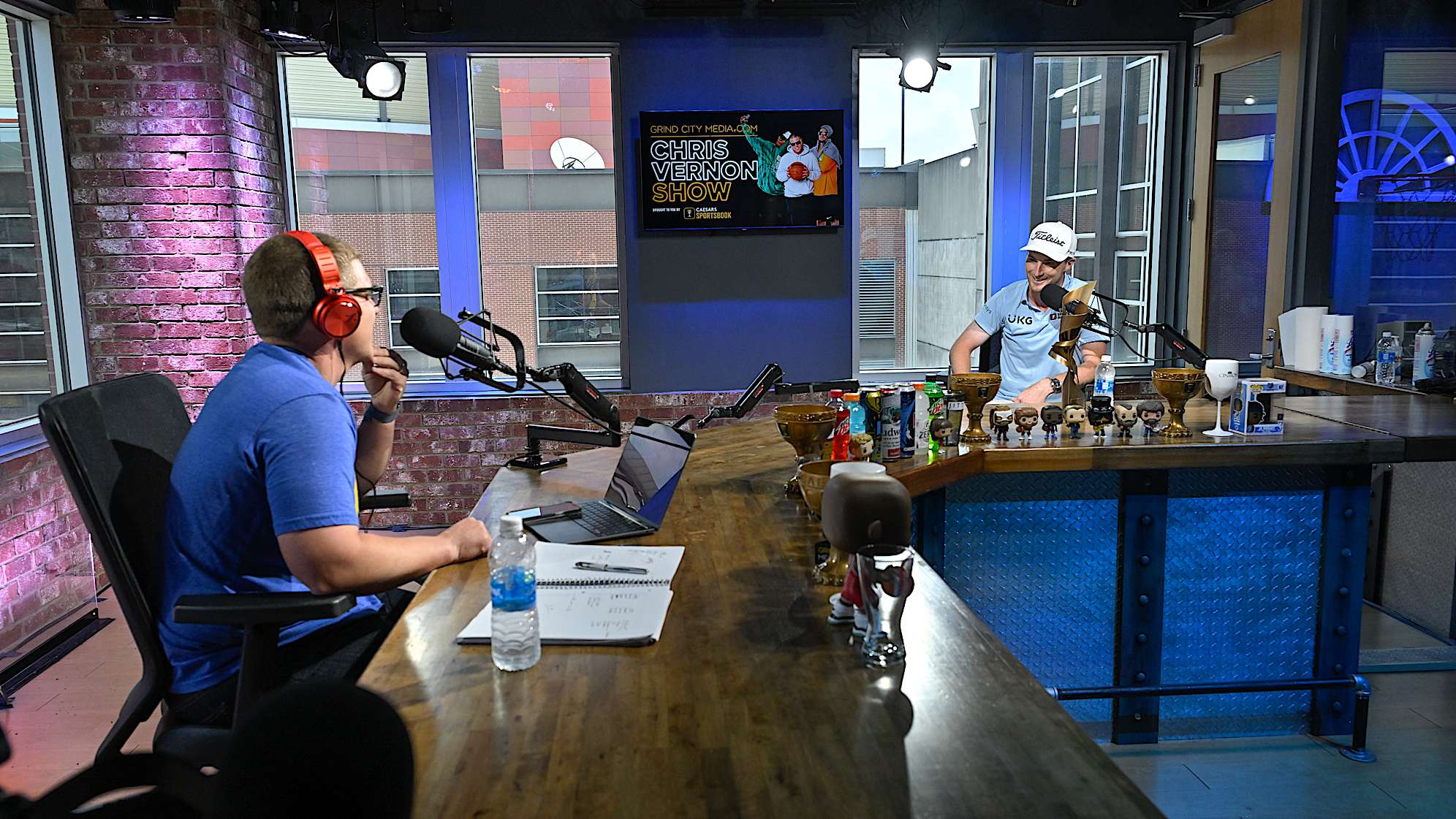 MEMPHIS, TENNESSEE - JULY 17: Will Zalatoris talks during the Chris Vernon show during the FESJC Media Day at FedExForum on July 17, 2023 in Memphis, Tennessee. (Photo by Ben Jared/PGA TOUR)