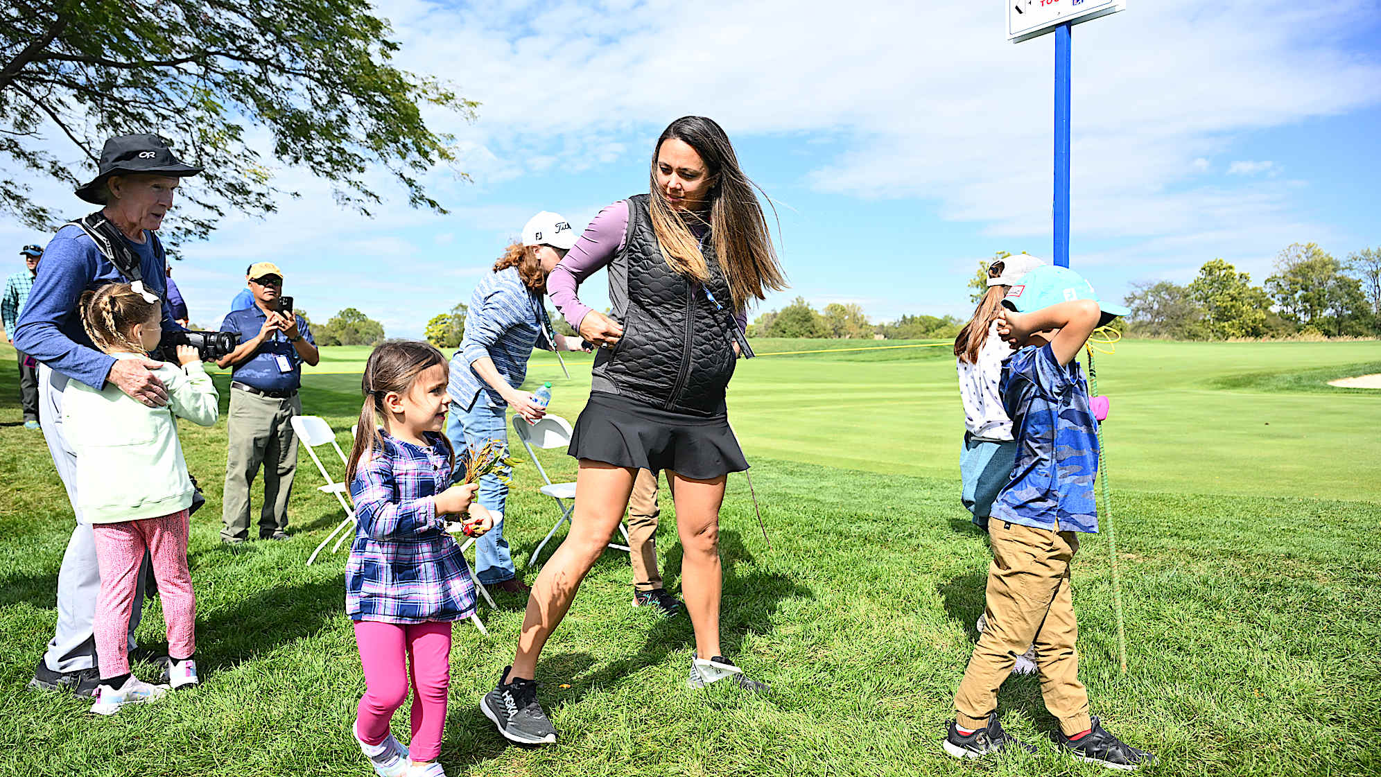 NEWBURGH, INDIANA - OCTOBER 08: Tom Whitney’s family is seen on the ninth hole during the final round of the Korn Ferry Tour Championship presented by United Leasing and Financing at Victoria National Golf Club on October 8, 2023 in Newburgh, Indiana. (Photo by Jennifer Perez/PGA TOUR)