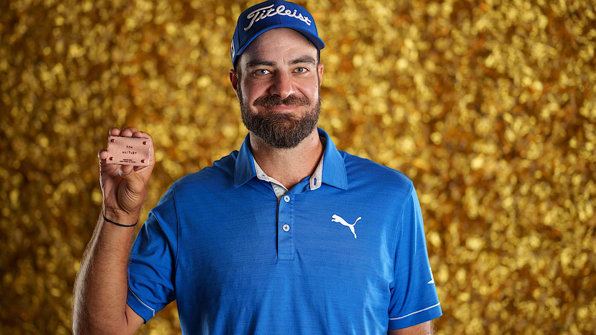 NEWBURGH, INDIANA - OCTOBER 08: Tom Whitney poses for a photo at a studio shoot during the Korn Ferry Tour Championship presented by United Leasing and Finance at Victoria National Golf Club on October 8, 2023 in Newburgh, Indiana. (Photo by Andrew Wevers/PGA TOUR)