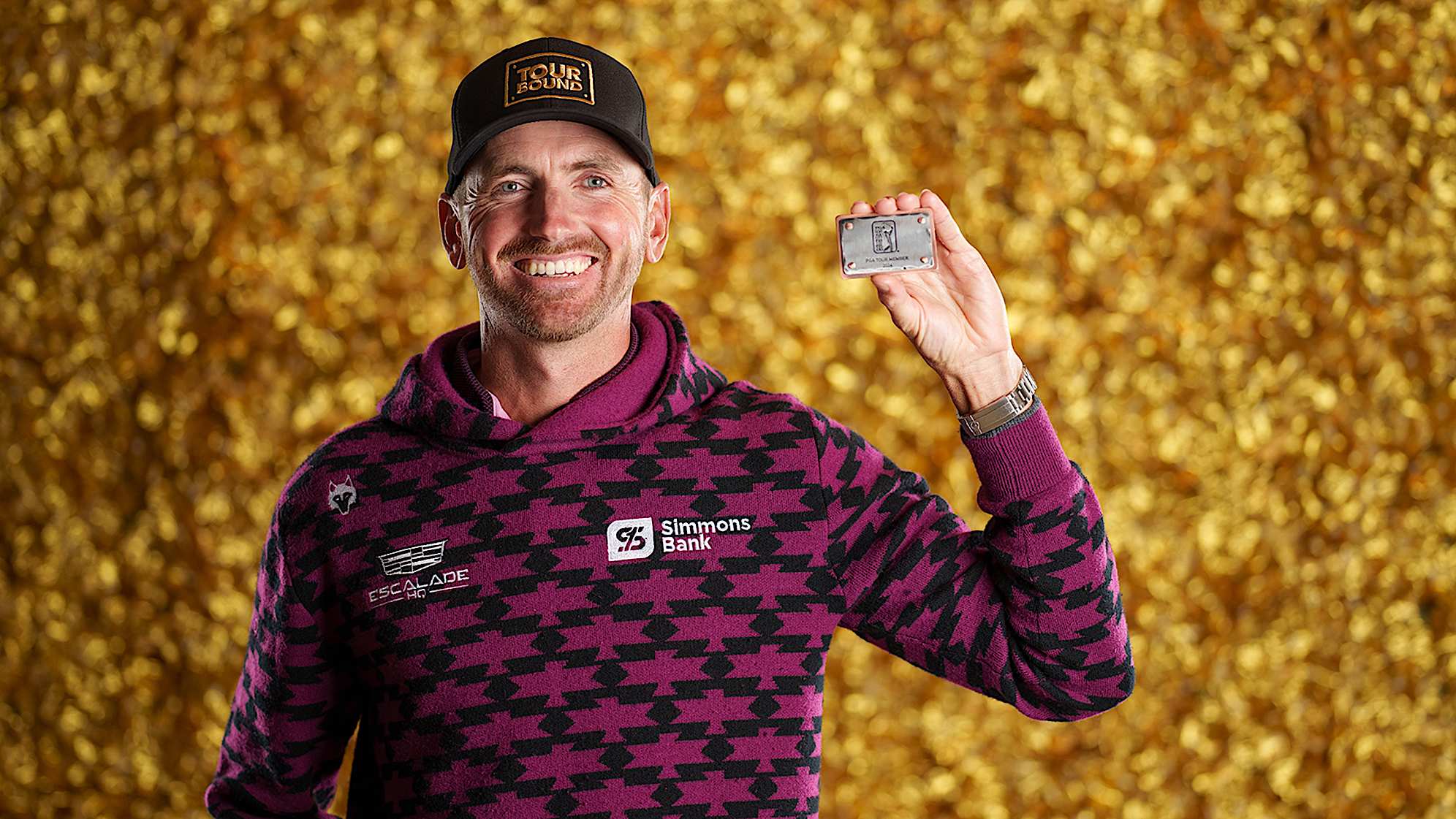 NEWBURGH, INDIANA - OCTOBER 08: Kevin Dougherty poses for a photo at a studio shoot during the Korn Ferry Tour Championship presented by United Leasing and Finance at Victoria National Golf Club on October 8, 2023 in Newburgh, Indiana. (Photo by Andrew Wevers/PGA TOUR)