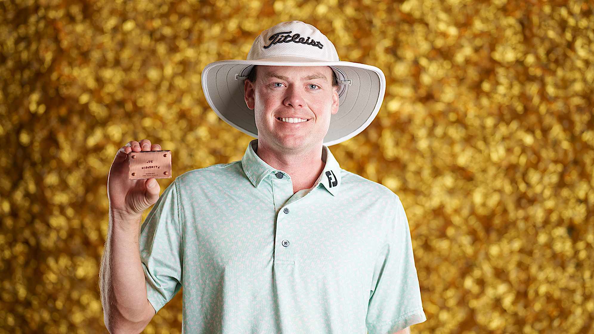 NEWBURGH, INDIANA - OCTOBER 08: Joe Highsmith poses for a photo at a studio shoot during the Korn Ferry Tour Championship presented by United Leasing and Finance at Victoria National Golf Club on October 8, 2023 in Newburgh, Indiana. (Photo by Andrew Wevers/PGA TOUR)