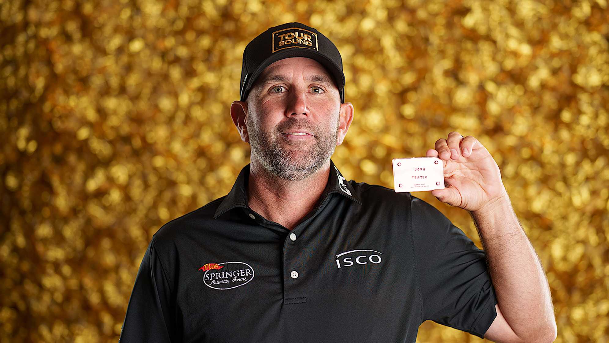 NEWBURGH, INDIANA - OCTOBER 08: Josh Teater poses for a photo at a studio shoot during the Korn Ferry Tour Championship presented by United Leasing and Finance at Victoria National Golf Club on October 8, 2023 in Newburgh, Indiana. (Photo by Andrew Wevers/PGA TOUR)