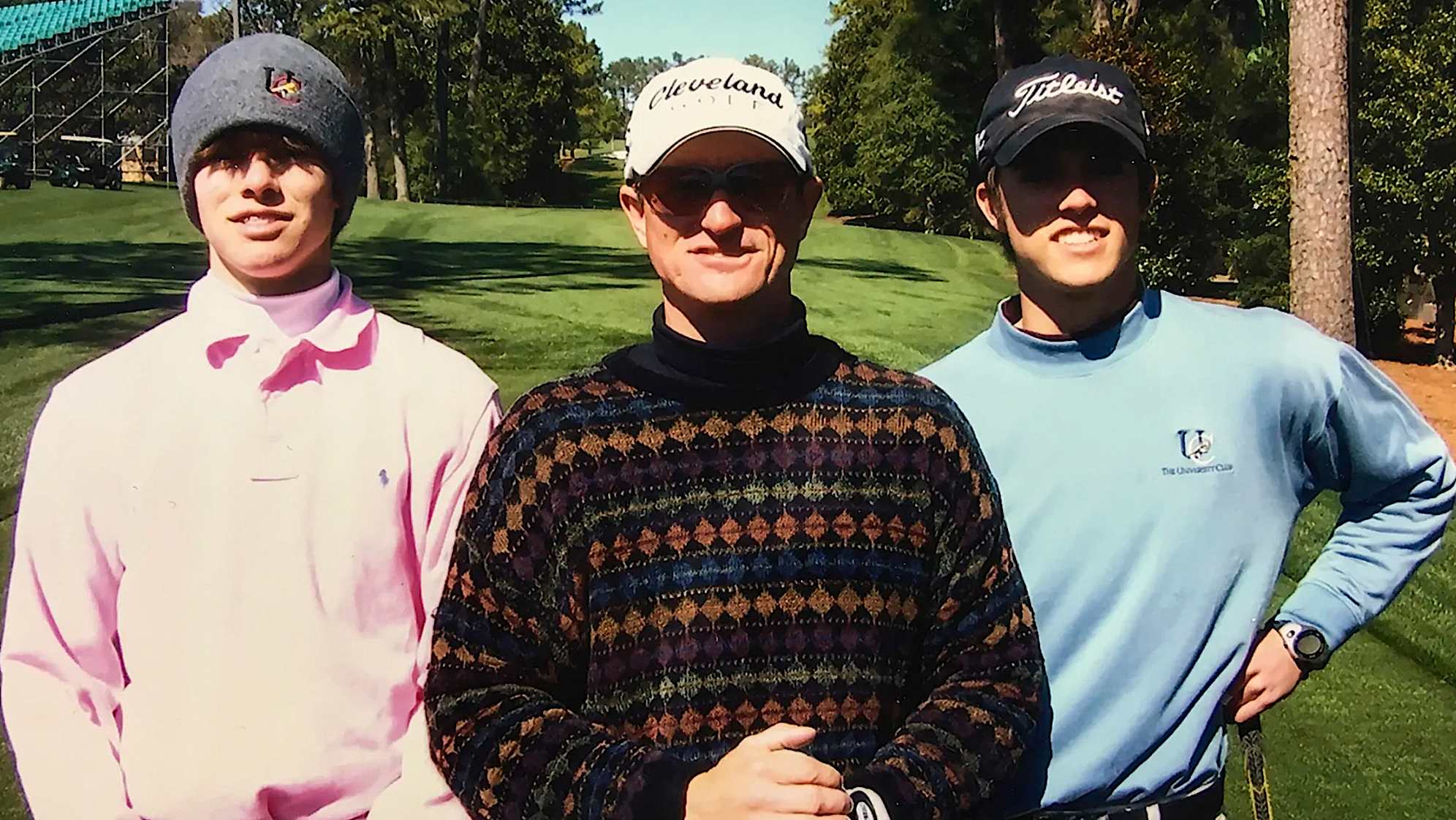 Wesley (left), George III (center) and George IV on the 18th tee at Augusta National. (Courtesy of Bryan family)