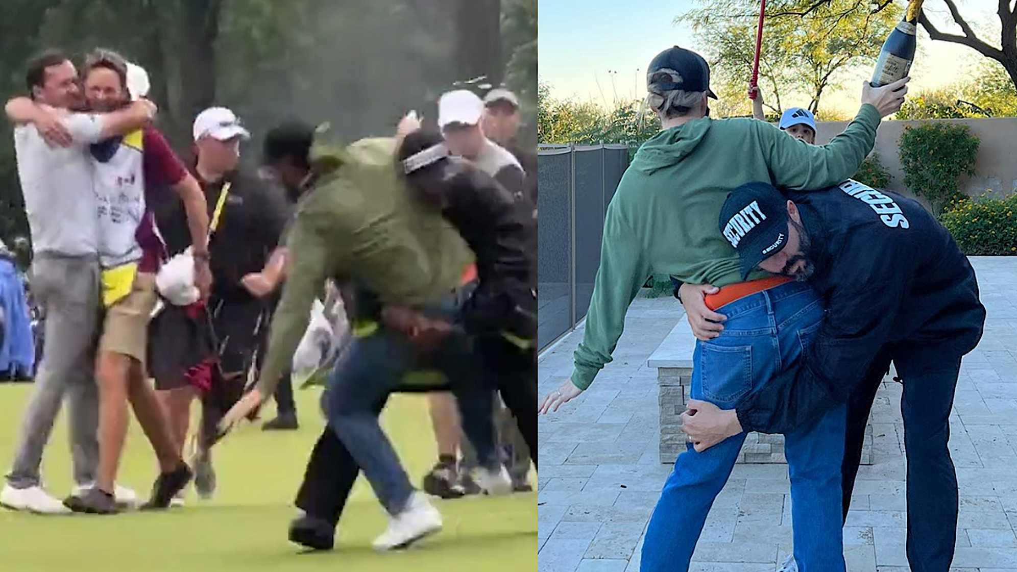 Adam and Jessica Hadwin recreated the infamous RBC Canadian Open tackle. (Jessica Hadwin/Instagram)