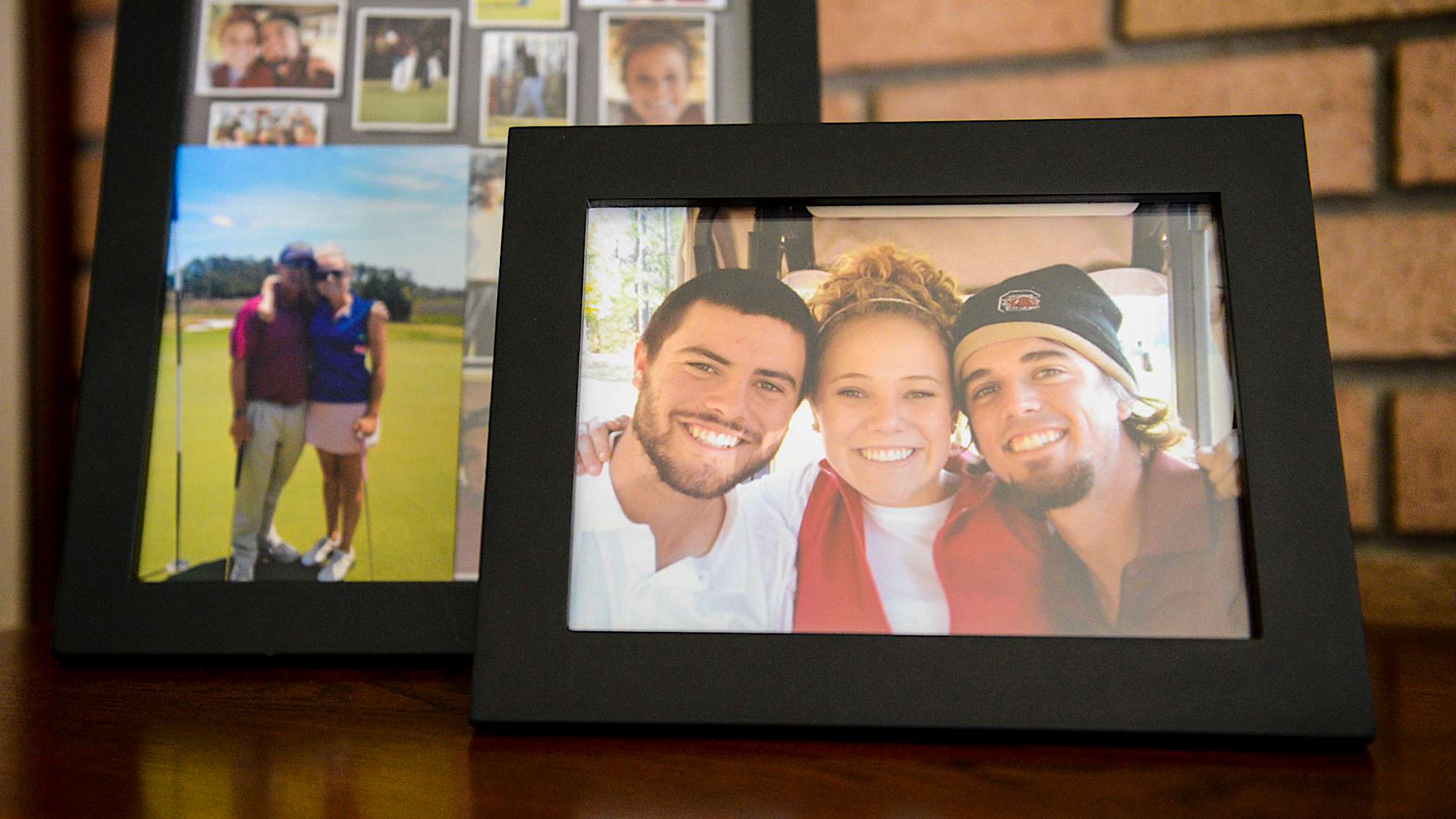 CHAPIN, SC - MAY 24:  A family photo of Wesley Bryan, Mary Chandler Bryan and George Bryan IV at their childhood home adjacent to George Bryan Golf Academy on May 24, 2016 in Chapin, South Carolina. (Photo by Keyur Khamar/PGA TOUR)