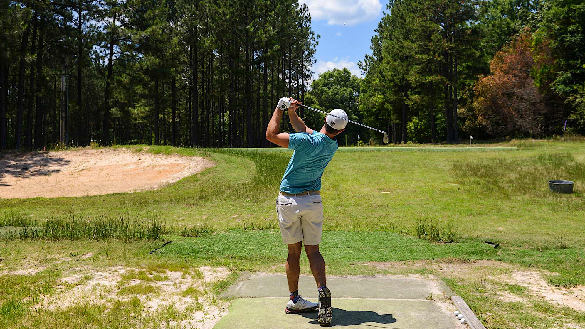 CHAPIN, SC - MAY 24:  Wesley Bryan hits balls down a hitting alley at George Bryan Golf Academy on May 24, 2016 in Chapin, South Carolina. (Photo by Keyur Khamar/PGA TOUR)