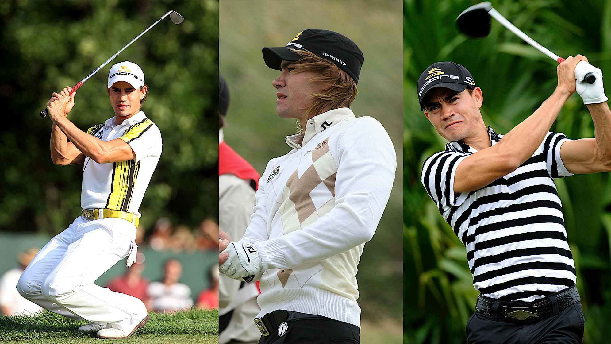 From left to right, Camilo Villegas at the 2009 PGA Championship, 2008 Open Championship and 2010 World Golf Championships-CA Championship. (Getty Images)