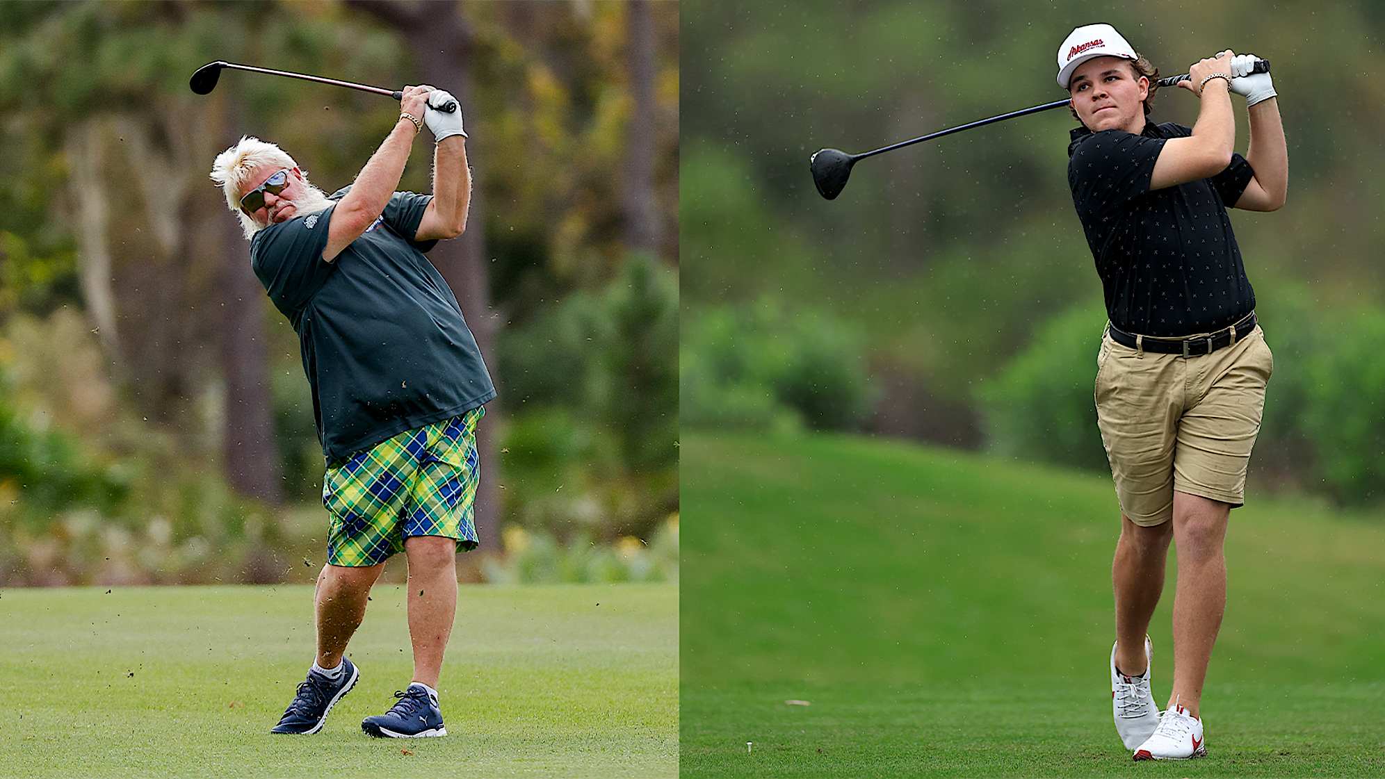 John Daly (left) and son John Daly II (right) at the 2023 PNC Championship. (Getty Images)
