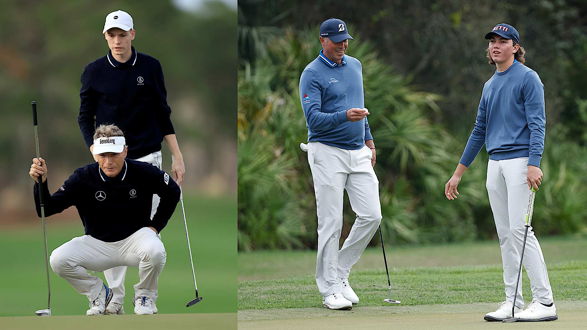 Bernhard and son Jason Langer (left) and Matt and son Cameron Kuchar (right) at the 2023 PNC Championship. (Getty Images)