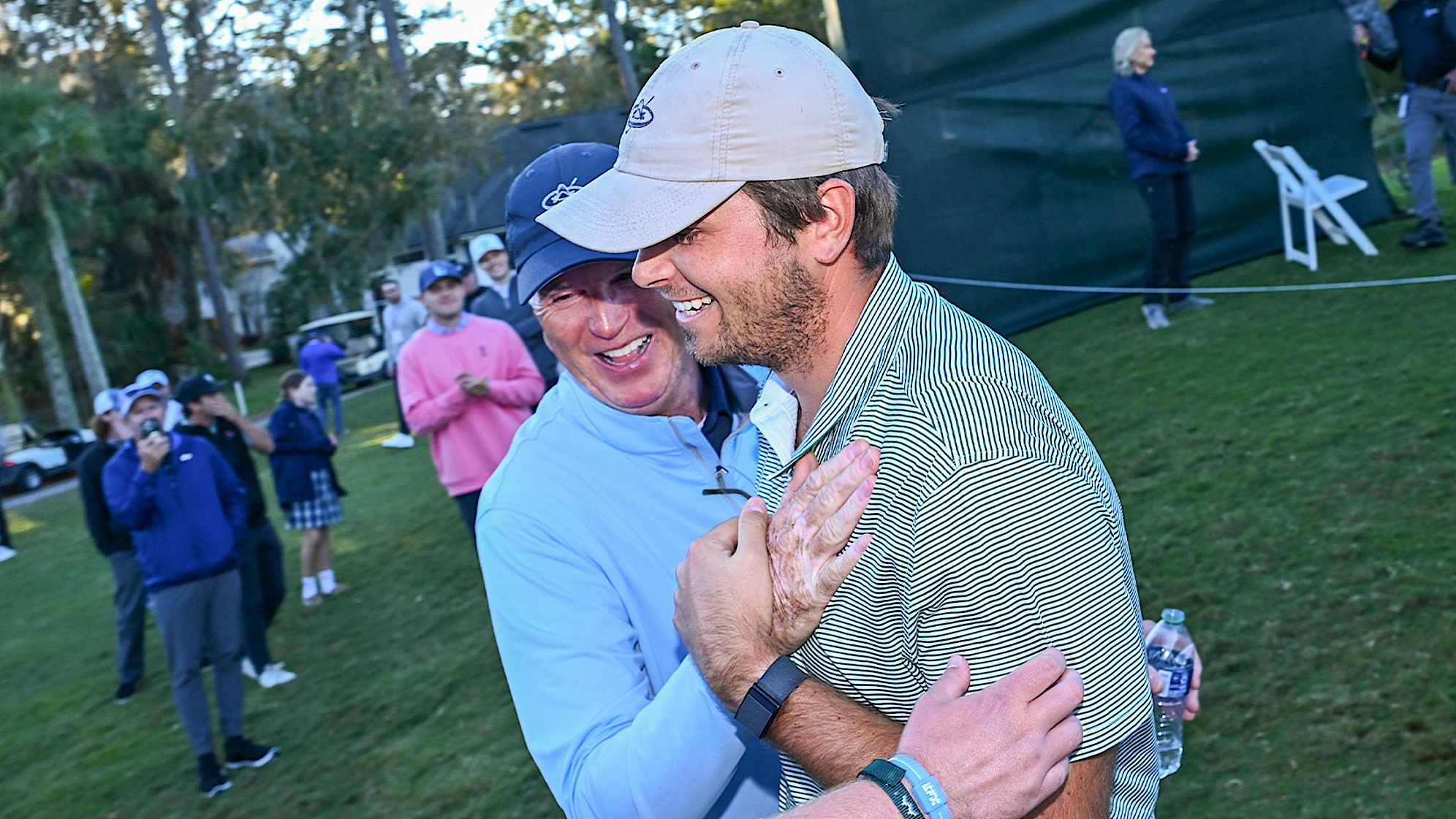 Blain Hale Jr. (right) and his father (left) after the conclusion of Final Stage of 2023 PGA TOUR Q-School. (Tracy Wilcox/PGA TOUR)