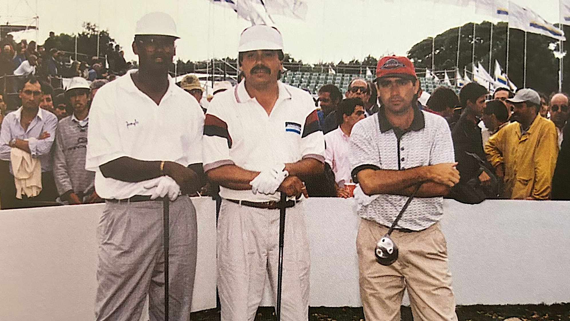Miguel Fernandez (center) on the tee box at the Argentina Open. (Courtesy Argentine Golf Association)