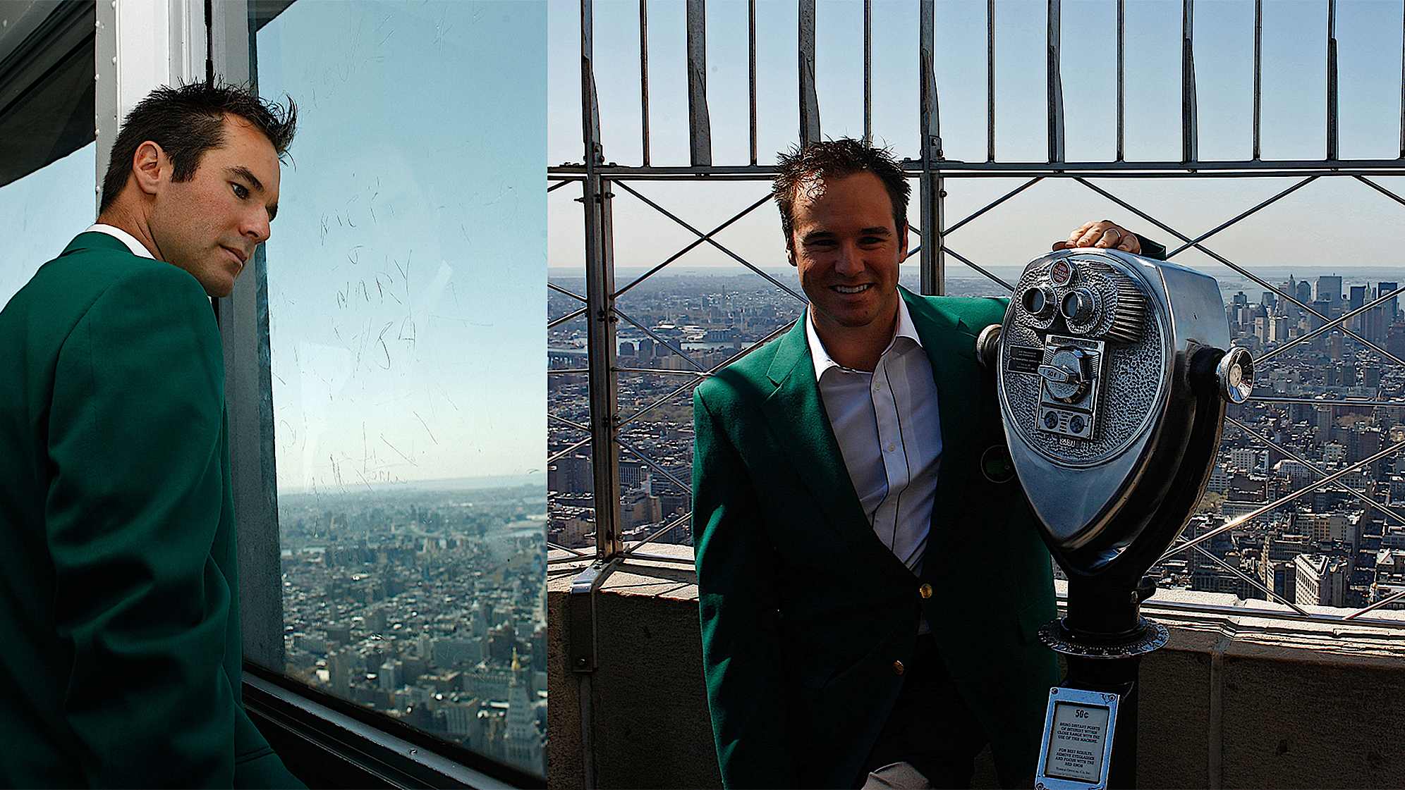 Trevor Immelman on top of the Empire State Building in 2008. (Getty Images)