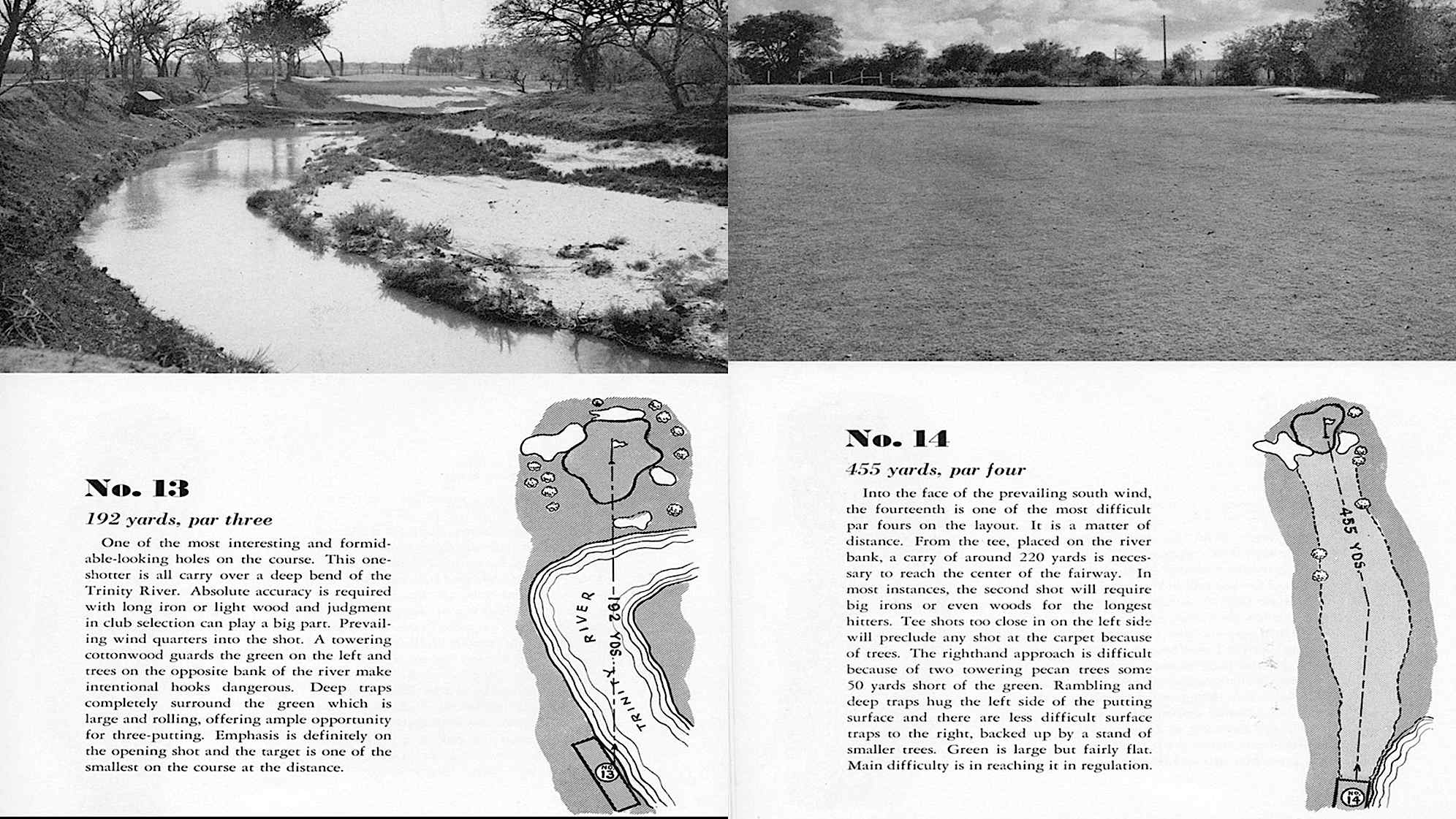 Holes 13 and 14 in the program from the 1941 U.S. Open at Colonial. (Credit Colonial Country Club)