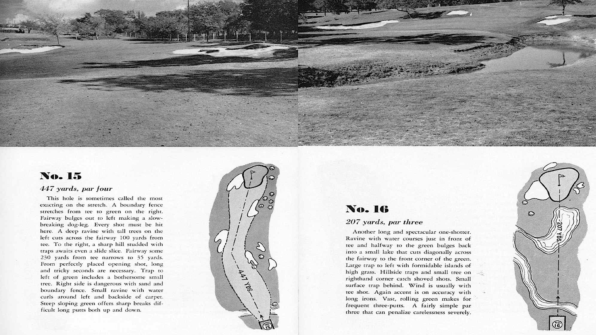 Holes 15 and 16 in the program from the 1941 U.S. Open at Colonial. (Credit Colonial Country Club)