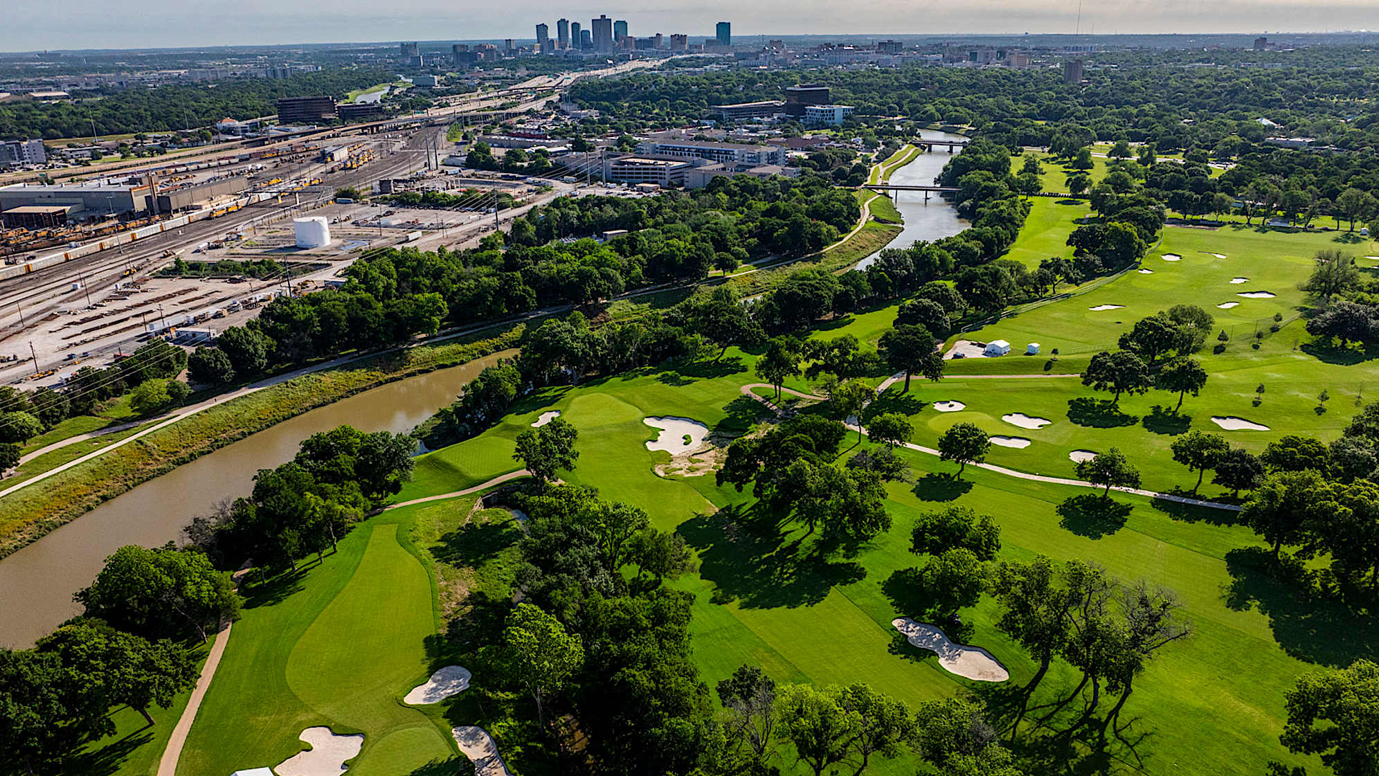 An aerial view of Colonial showing the 13th hole and the creek nearby. (Matt Hahn/PGA TOUR)