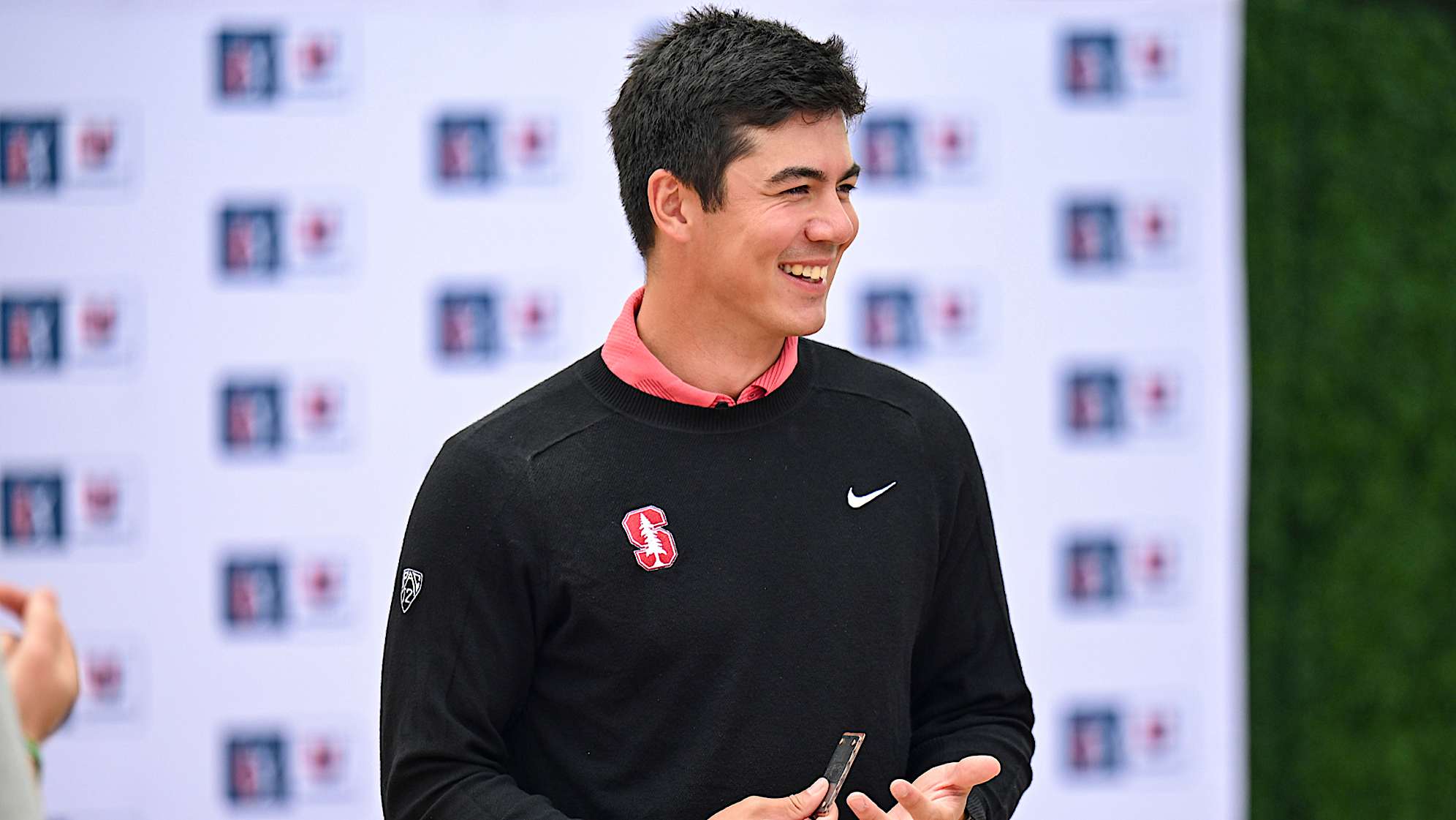 Michael Thorbjornsen after receiving his 2024 PGA TOUR membership card. (Keyur Khamar/PGA TOUR)