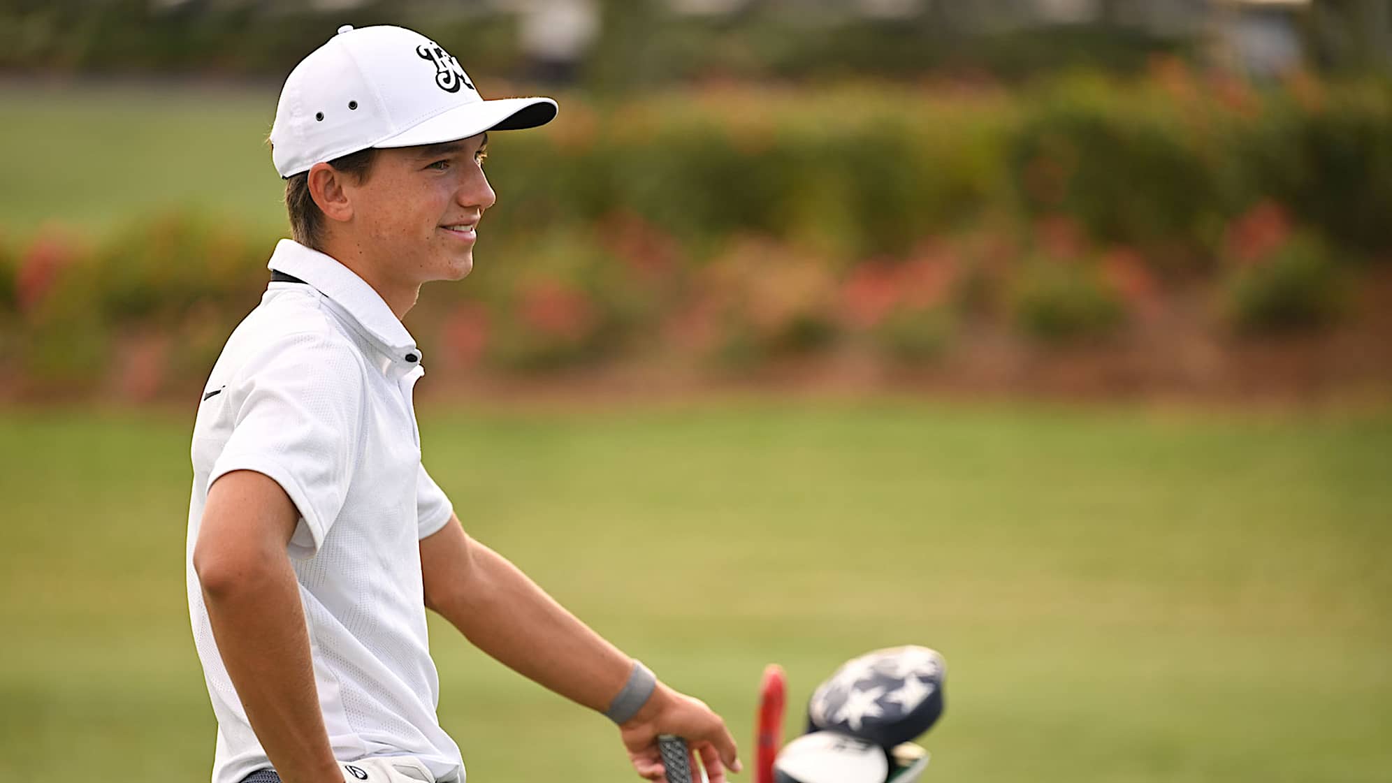 Miles Russell practices on the driving range, at THE PLAYERS Stadium Course at TPC Sawgrass on June 11, 2024, in Ponte Vedra Beach, Florida. (Ben Jared/PGA TOUR)