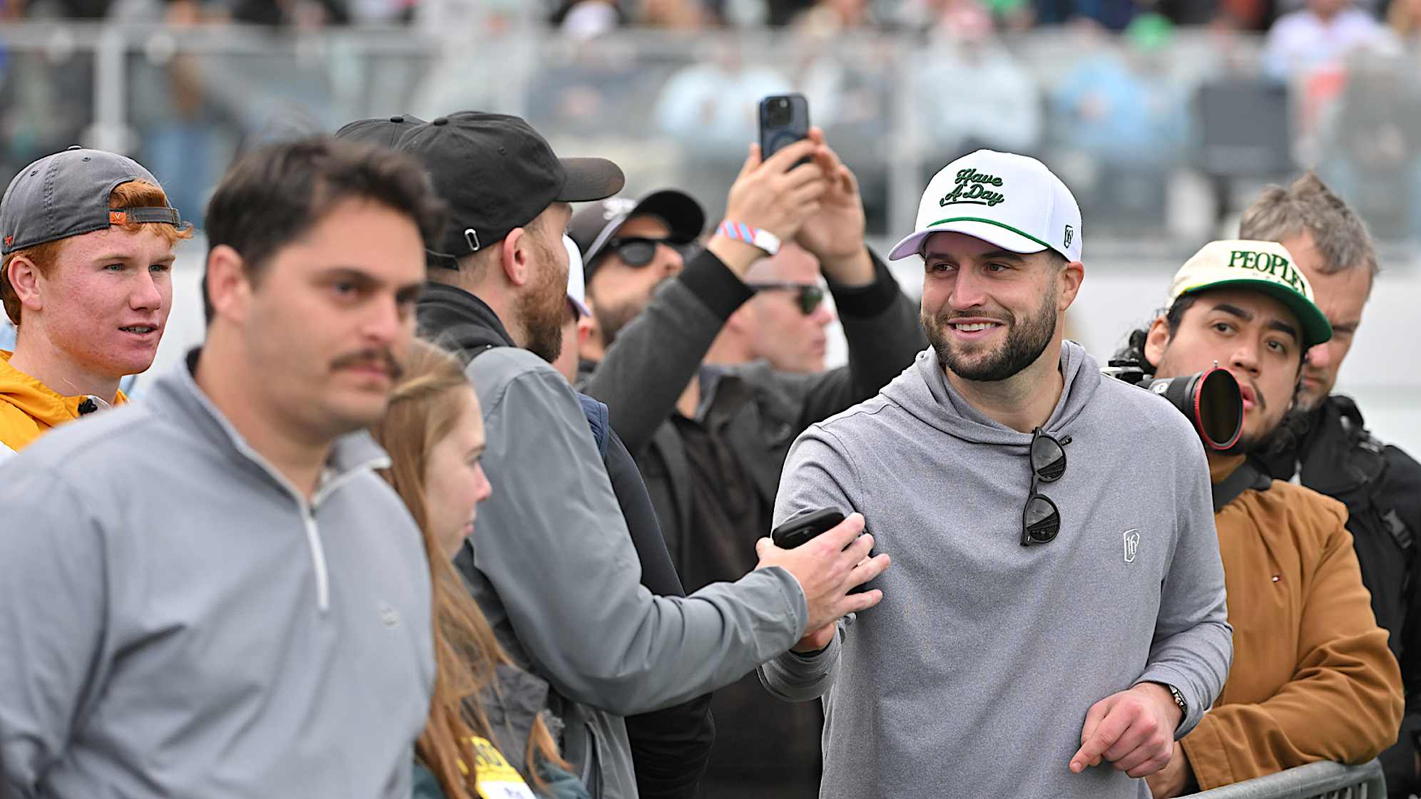 Robby Berger interacts with fans on the 16th hole prior to WM Phoenix Open at TPC Scottsdale. (Ben Jared/PGA TOUR)