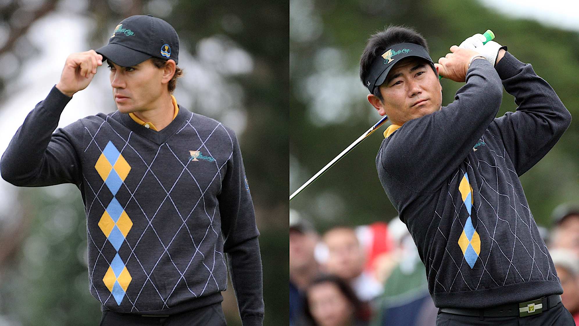 Camilo Villegas (L) and Y.E. Yang (R) of the International Team at the 2009 Presidents Cup. (Getty Images)