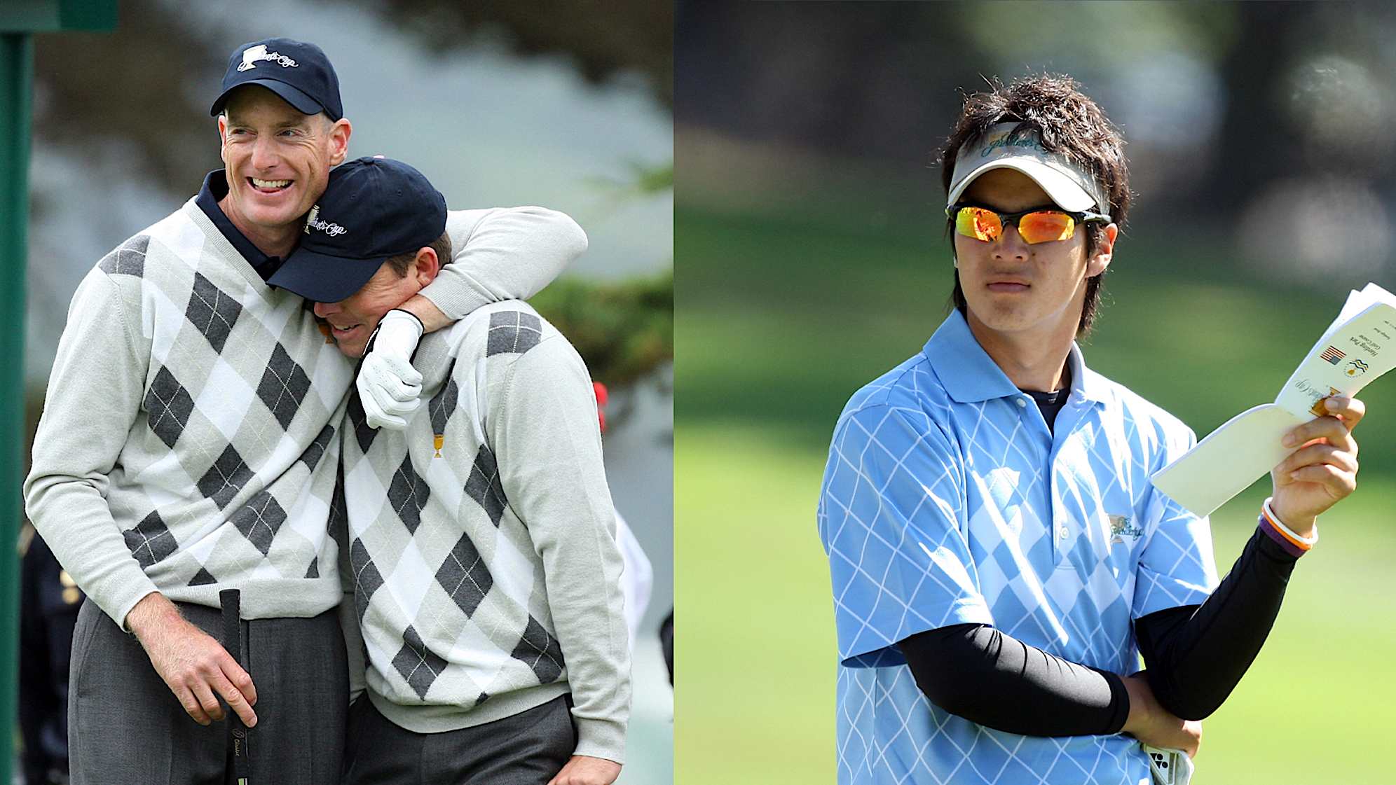 Jim Furyk and Justin Leonard of the U.S. Team (L) and Ryo Ishikawa of the International Team (R) at the 2009 Presidents Cup. (David Cannon/Getty Images)