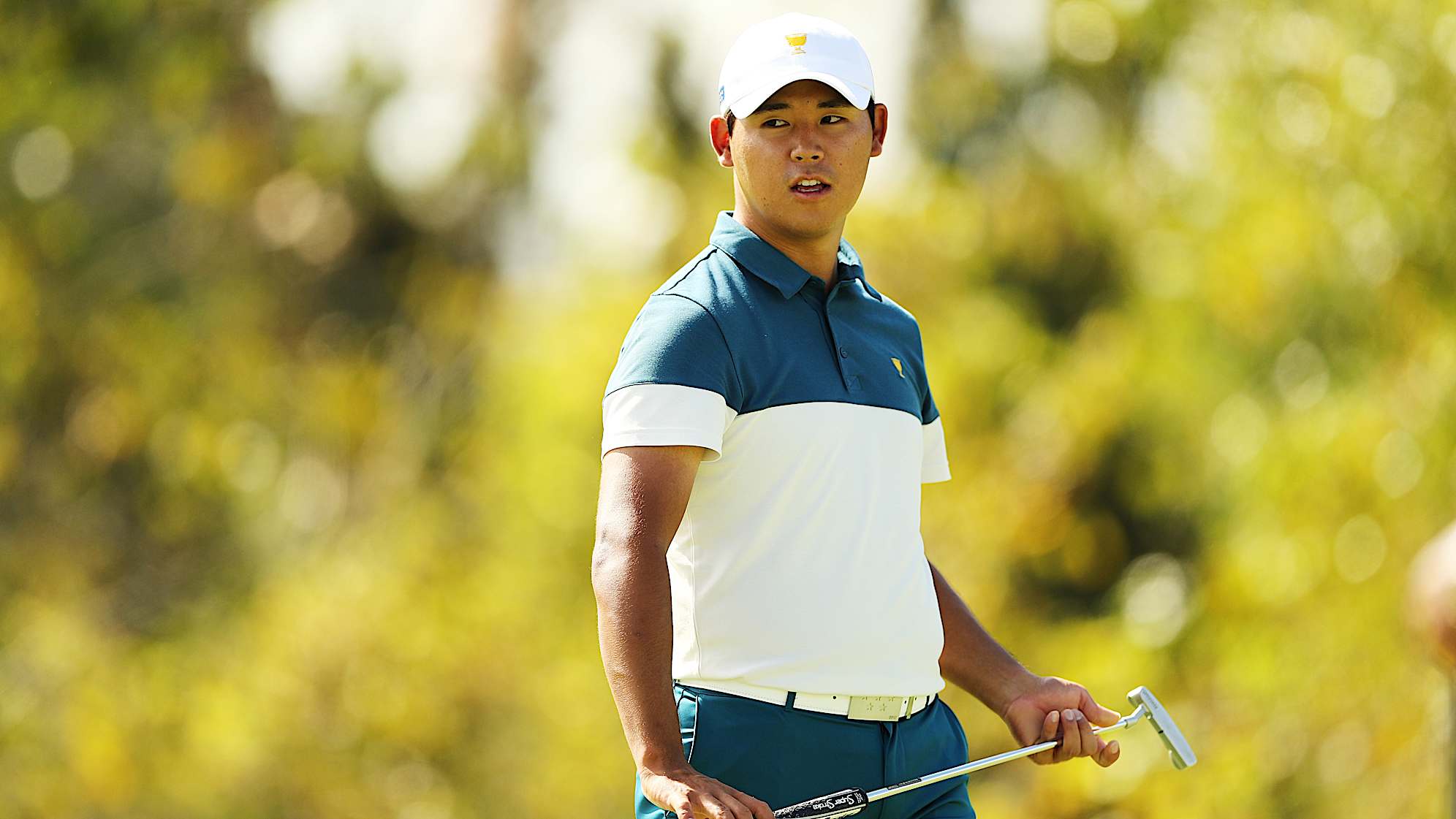 Si Woo Kim of the International Team during the 2017 Presidents Cup in New Jersey. (Elsa/Getty Images)